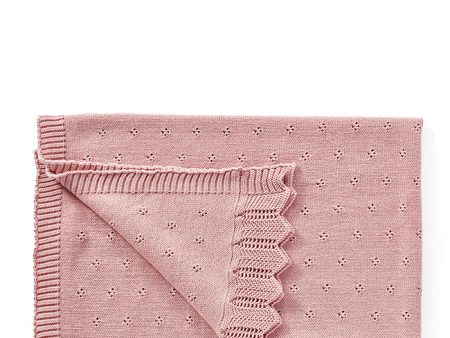 Pointelle Frill Baby Blanket-Fairy Floss Pink Online Sale