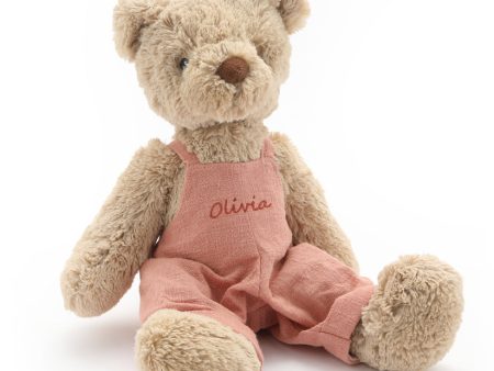 Personalised Bear - Mrs Honey Bear Pink Overalls For Sale