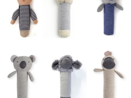 Mix Pack of 6 Rattles - Blue & Grey Online