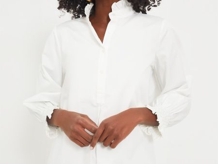 White Teagan Popover Top Online Hot Sale