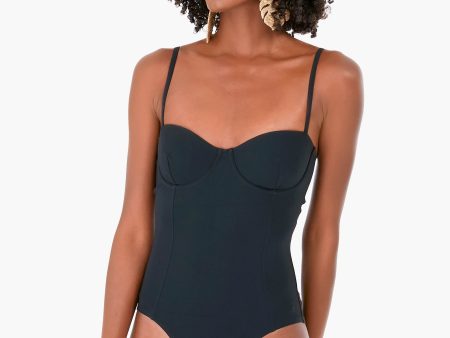 Black Solid Underwire One Piece Sale