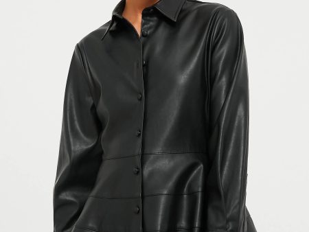 Black Leather Ashlen Blouse on Sale