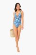 Blue Hibiscus Printed Knot One-Piece Cheap