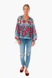 Blue Multi Floral Tie Sleeve Blouse For Discount