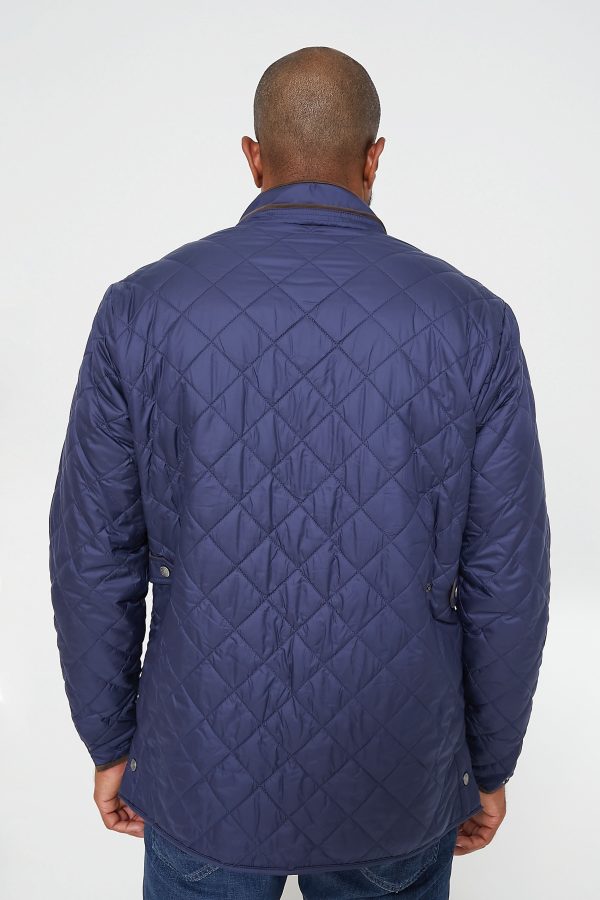 Navy Suffolk Quilted Travel Coat Cheap