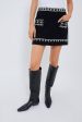 Black Mille Embroidery Mini Skirt on Sale