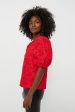 Red Jacquard Noelle Blouse Online now