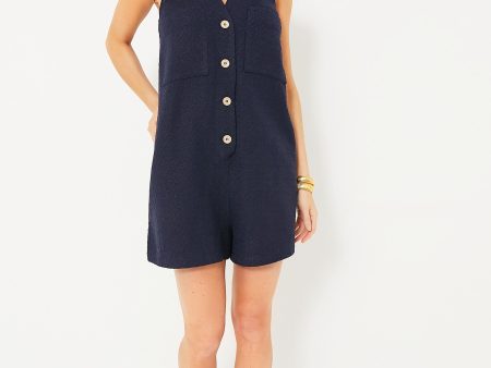 Navy Textured Myla Romper For Discount