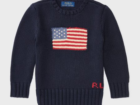 Flag Cotton Crewneck Sweater For Discount