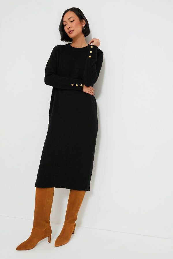 Black Boucle Knit Nelle Dress For Cheap