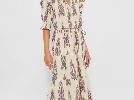 Sanford Cream Cinched Pintuck Maxi Dress Supply