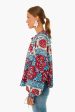 Blue Multi Floral Tie Sleeve Blouse For Discount