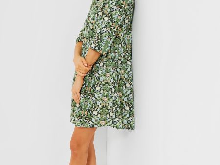 Sage Deco Damask Royal Shirt Dress Fashion