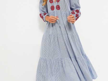 Poppy Stripe Long Sleeve Salty Paloma Caftan Online now