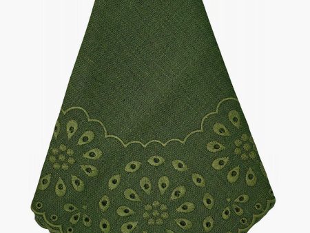 Green Eyelet Dinner Napkins Set of 4 For Sale