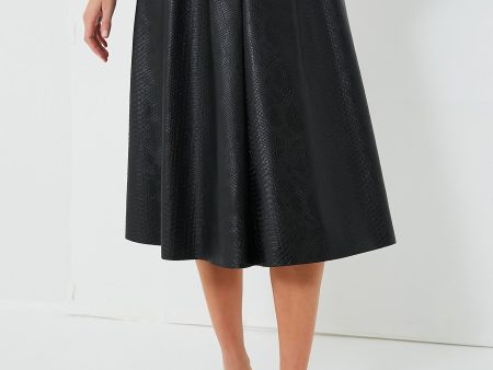 Black Vilma Vegan Leather Embossed Skirt Cheap