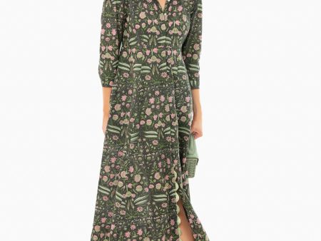 Black and Pistachio 3 4 Sleeve Maxi Shirt Dress Online Sale