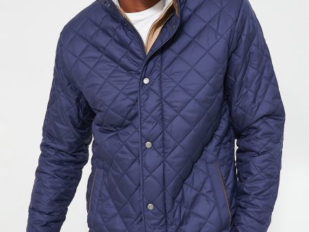 Navy Suffolk Quilted Travel Coat Cheap