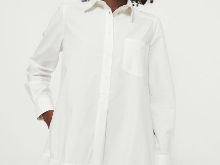 White Cotton Poplin Callahan Shirt Dress Cheap