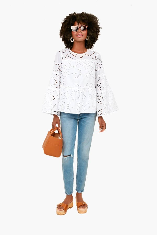 White Eyelet Eloise Blouse Cheap