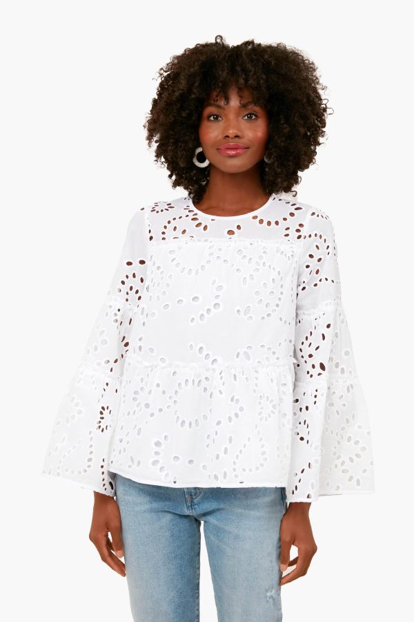 White Eyelet Eloise Blouse Cheap