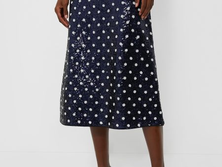 Navy Dotted Sequence Jily Skirt For Discount