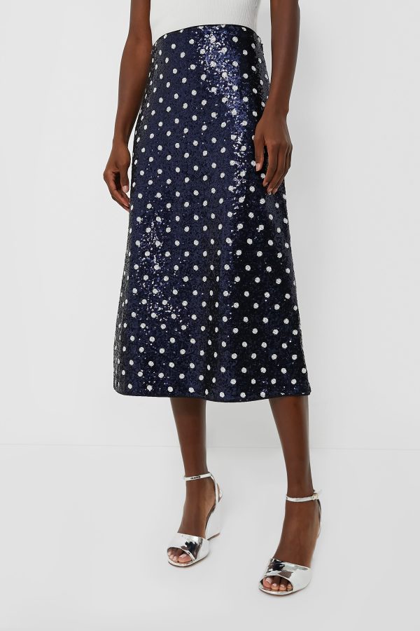 Navy Dotted Sequence Jily Skirt For Discount