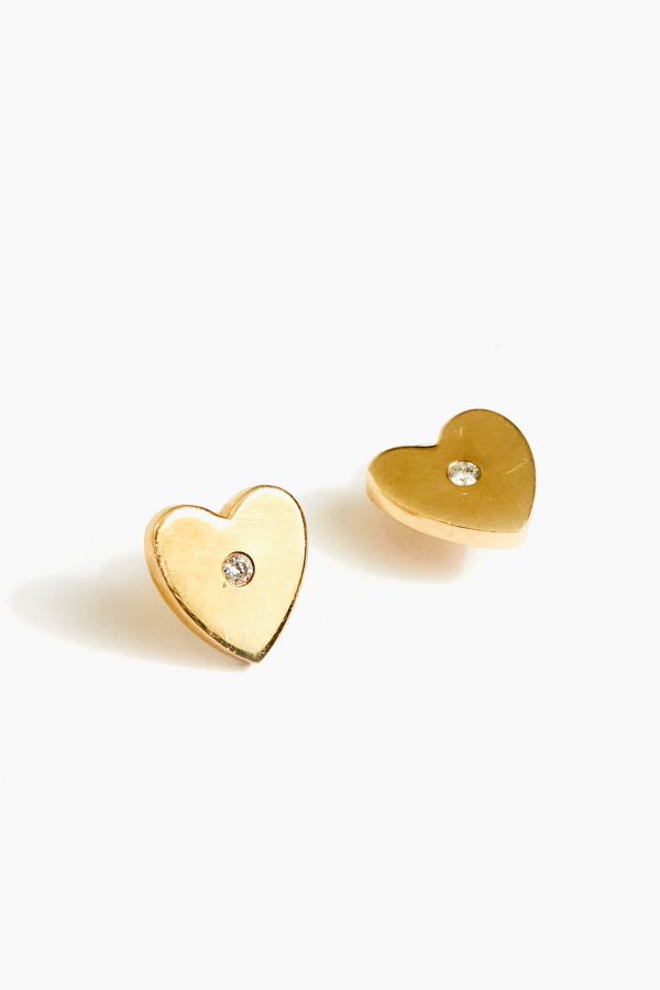 14K Gold Heart Studs Online Hot Sale