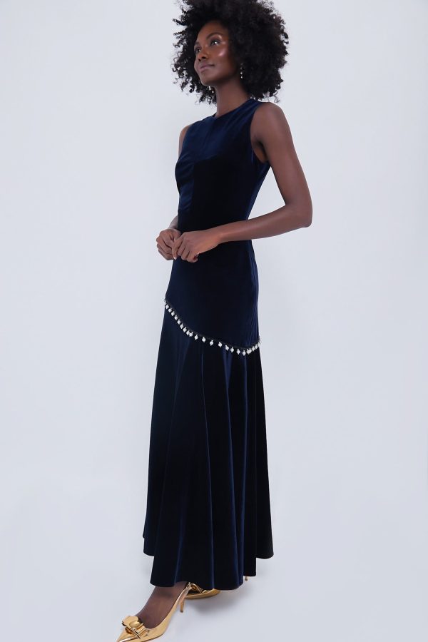 Navy Sole Velvet Dress Online