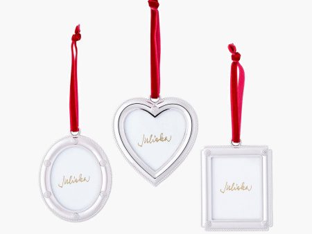 Berry and Thread Silver Metal Frame Ornaments (Set of 3) Cheap