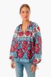 Blue Multi Floral Tie Sleeve Blouse For Discount