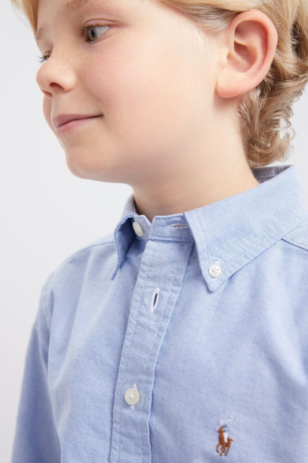 Boys Blue Long-Sleeve Oxford Button-Down Sportshirt Supply