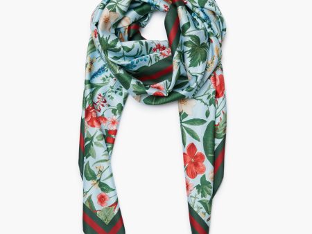 Blue Blooming Botanical Scarf Hot on Sale