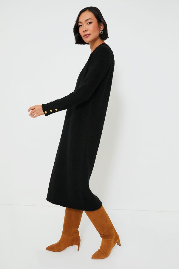 Black Boucle Knit Nelle Dress For Cheap