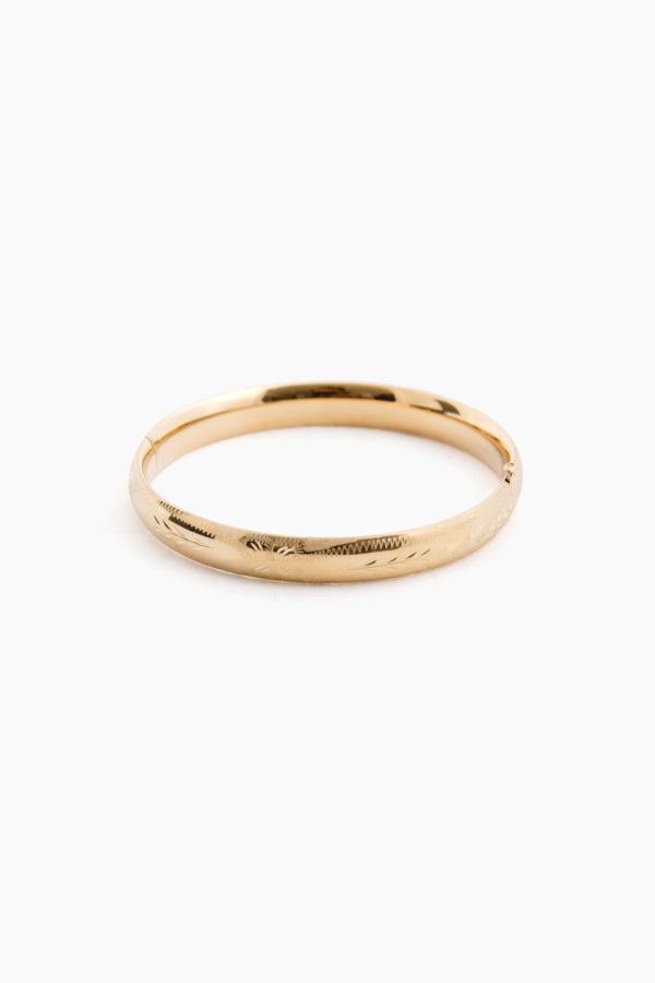 14k Yellow Gold Classic Etched Floral Bangle (.31 w) Online now