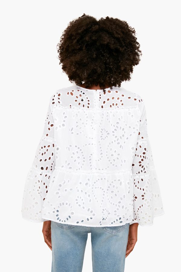 White Eyelet Eloise Blouse Cheap