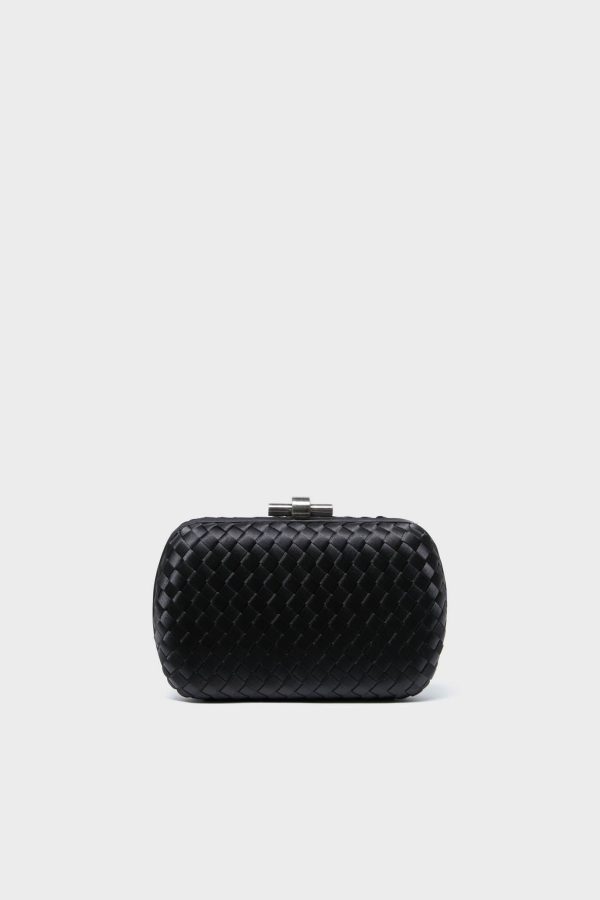 Black Evelyn Woven Clutch Cheap