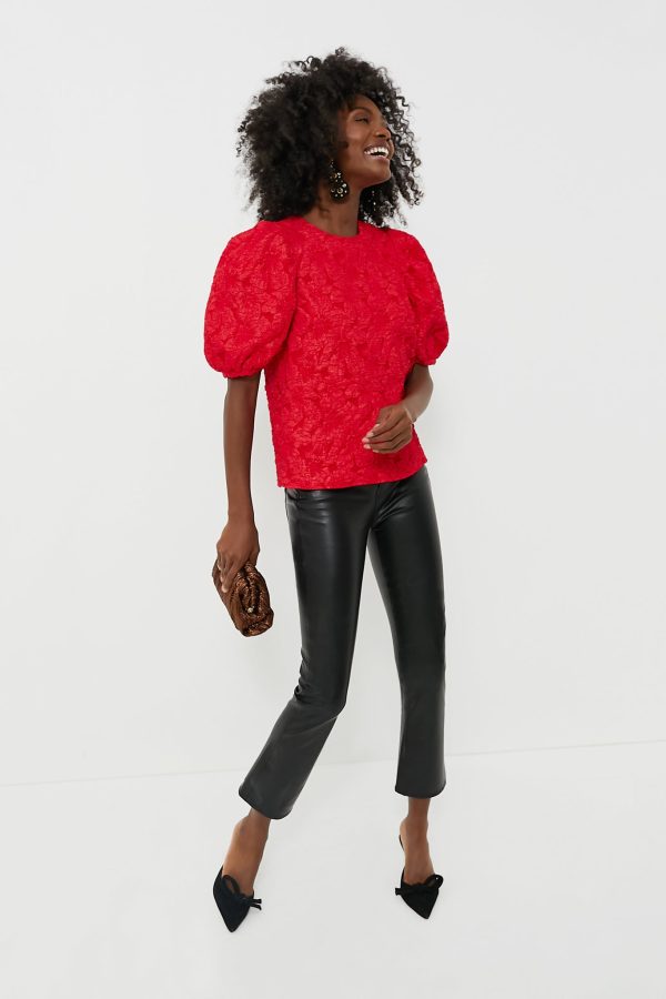 Red Jacquard Noelle Blouse Online now