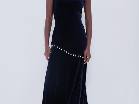 Navy Sole Velvet Dress Online