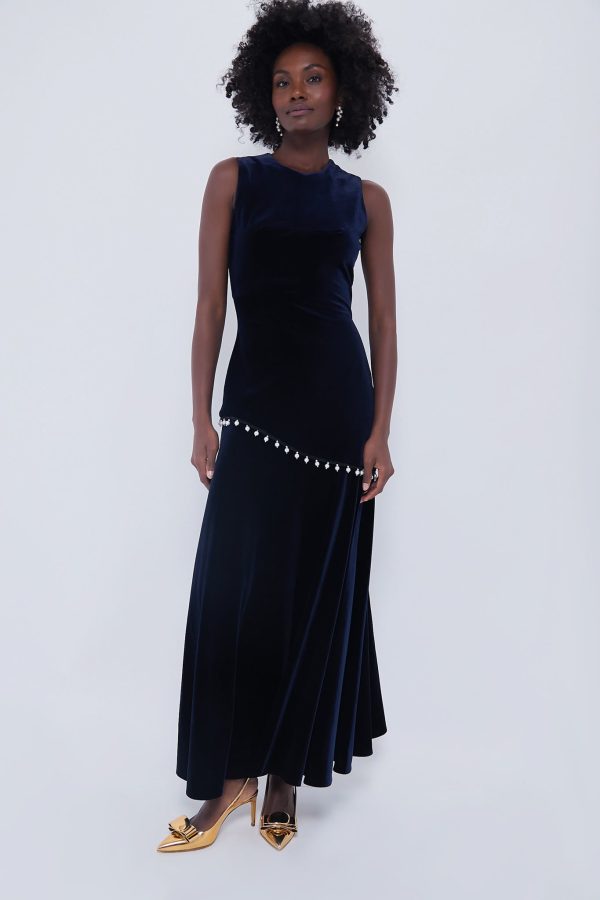 Navy Sole Velvet Dress Online