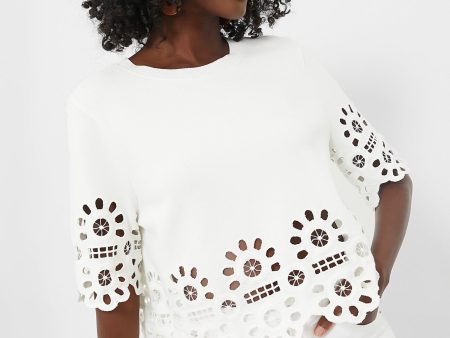 White Elysse Embroidery Short Sleeve Top Fashion