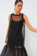 Black Midi Organza Ribbed Dress Sale