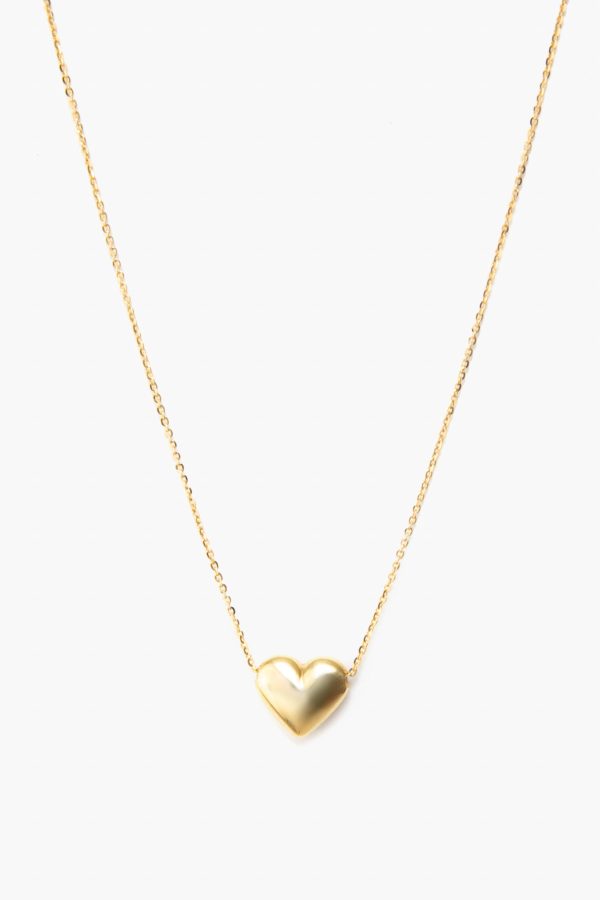 14K Yellow Gold Heart Charm Necklace Cheap