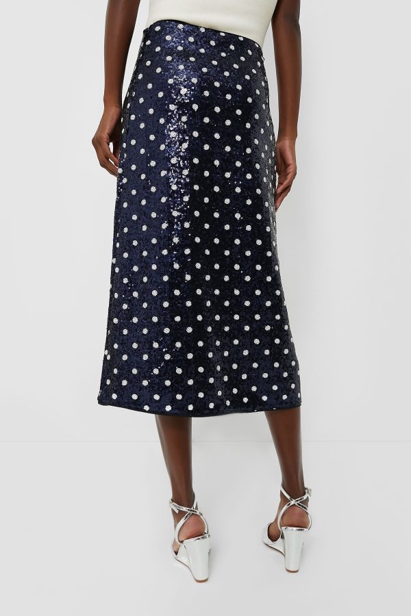 Navy Dotted Sequence Jily Skirt For Discount