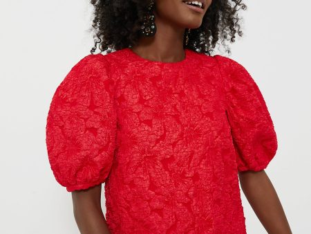 Red Jacquard Noelle Blouse Online now