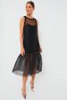 Black Midi Organza Ribbed Dress Sale