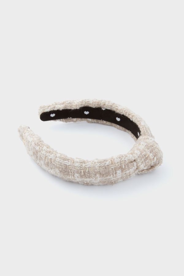 Bisque Tweed Slim Knotted Headband Hot on Sale