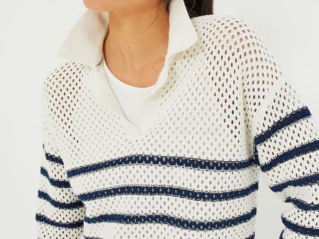 White Stripe Mesh Fischer Sweater Supply