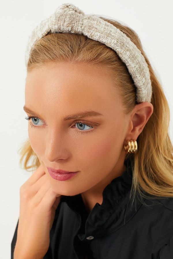 Bisque Tweed Slim Knotted Headband Hot on Sale