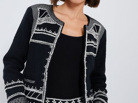 Black Mille Embroidery Long Sleeve Jacket Cheap